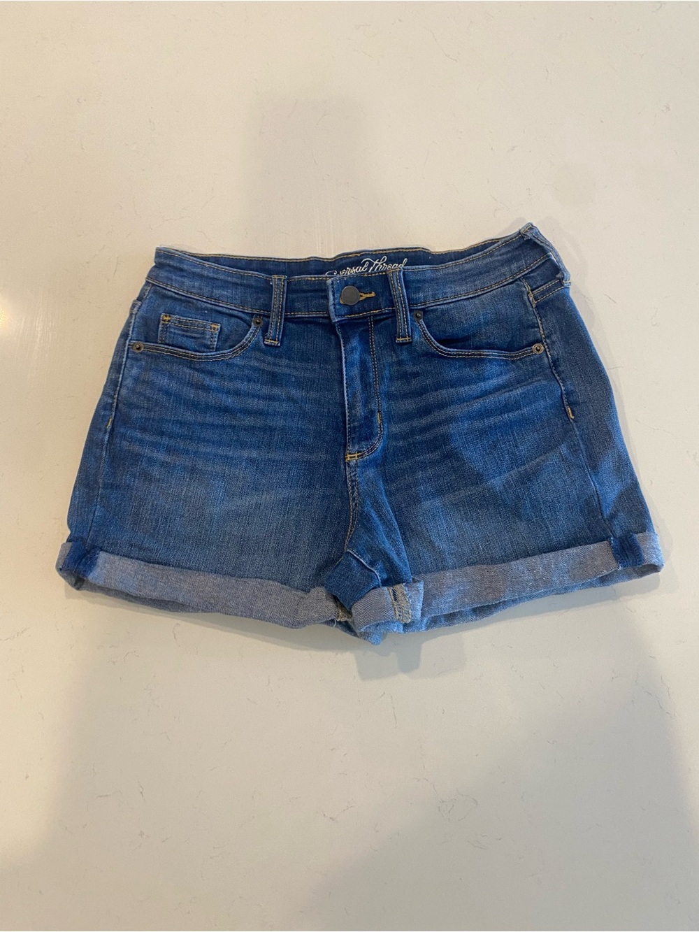 Universal Thread Medium Blue Denim Roll-Cuff Shorts